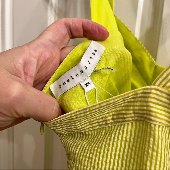 Endless Rose Lime Seersucker Ruched Sundress Size XS - Picture 9 of 9